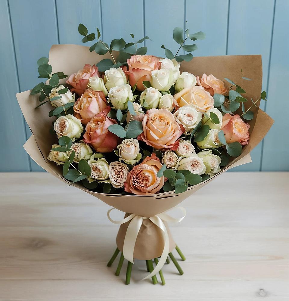 Букет цветов из: Альстромерии и Розы в Первомайском Ставропольского края