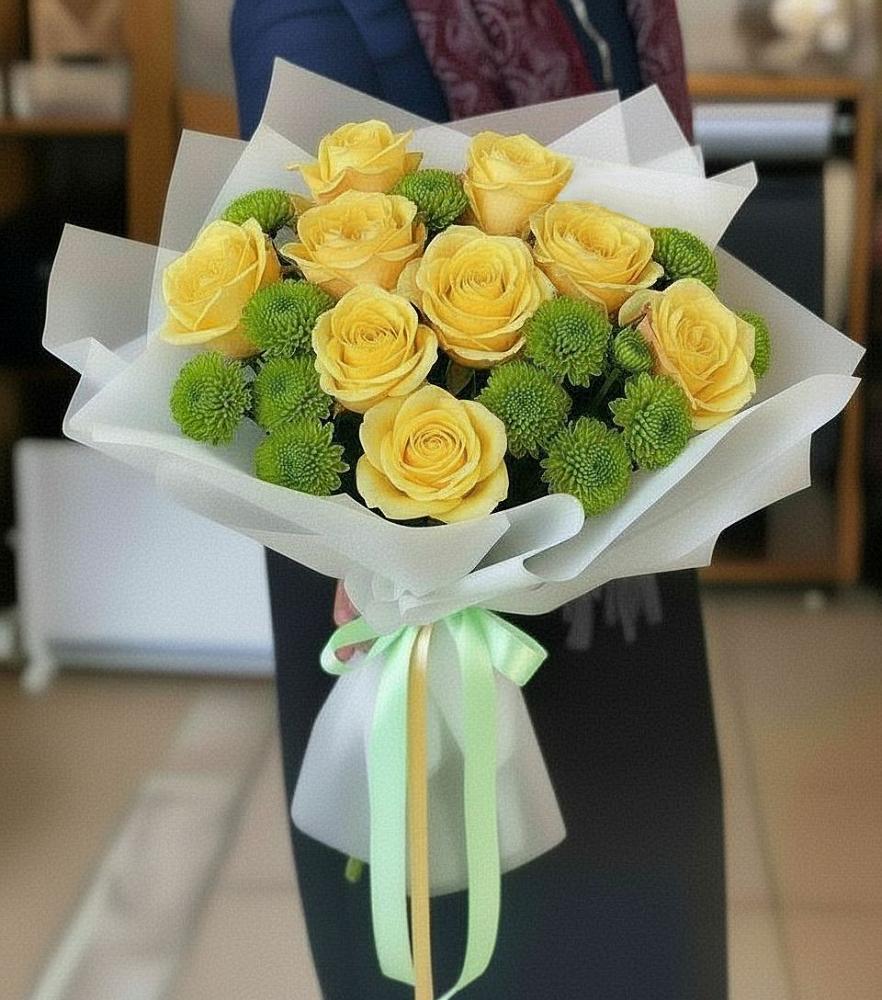 Букет цветов из: Хризантемы и Розы в Первомайском Ставропольского края