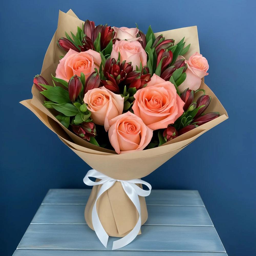 Букет цветов из: Розы и Альстромерии в Первомайском Ставропольского края