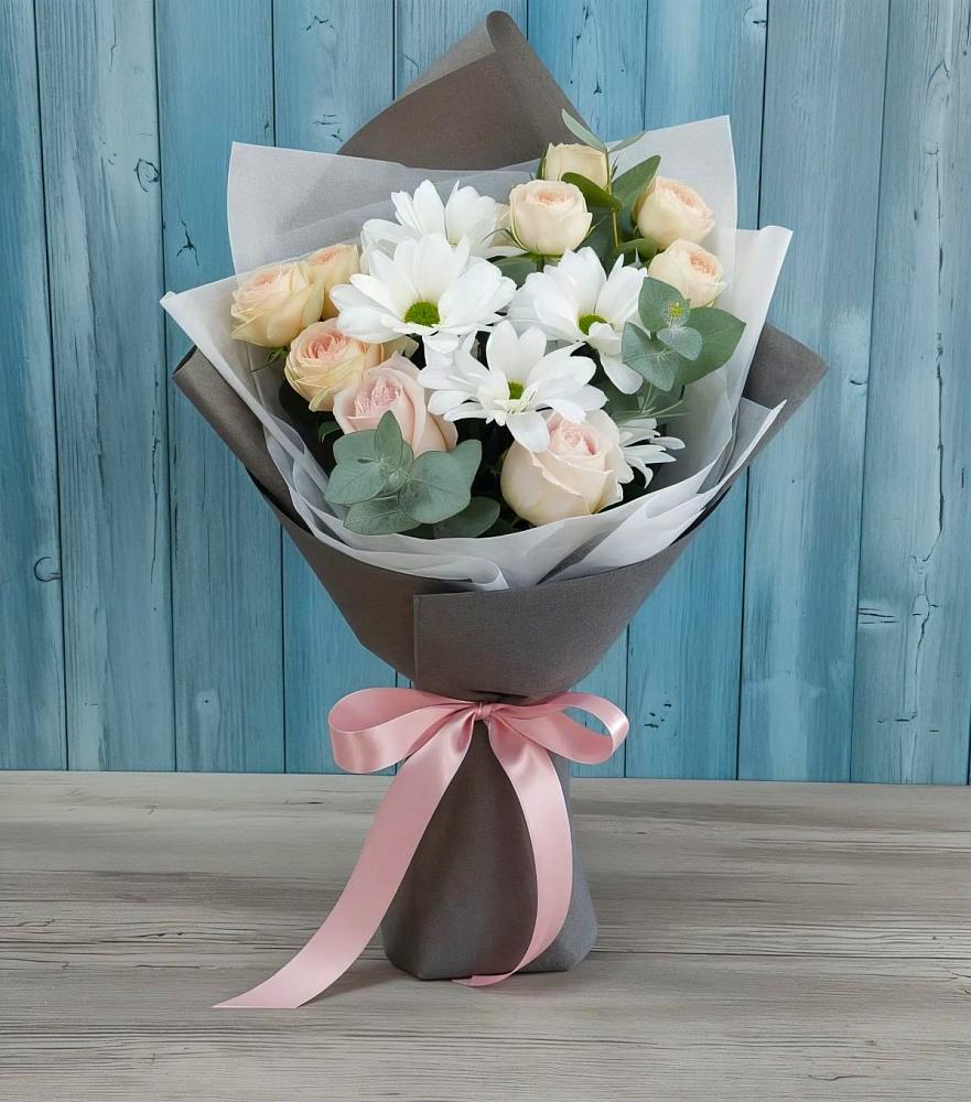 Букет цветов из: Хризантемы и Розы в Первомайском Ставропольского края