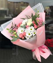Букет цветов из:  Розы, Лизиантусы и Хризантемы в Первомайском Ставропольского края