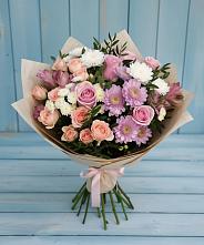 Букет цветов из:  Хризантемы, Розы и Альстромерии в Первомайском Ставропольского края